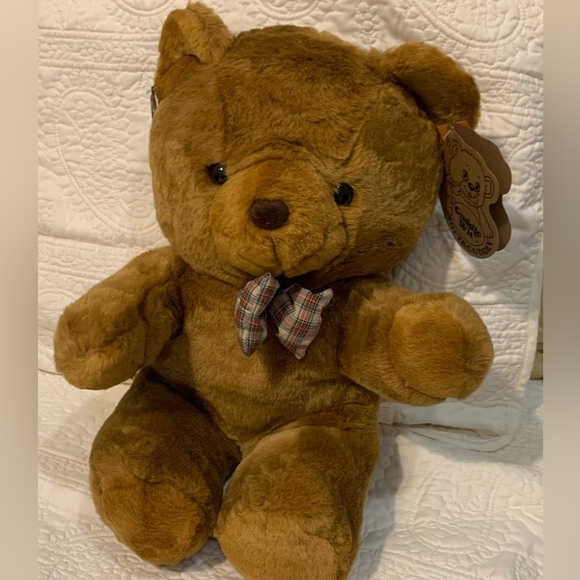 Vintage 1989, 1992 NWT Cuddle Wit Large Brown Teddy Bear with Precious Tie - Picture 1 of 12
